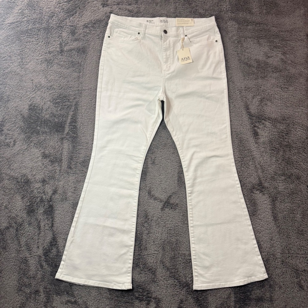 ANA Womens White High‎ Rise Flare Jeans Size 16 New REPREVE Stretch